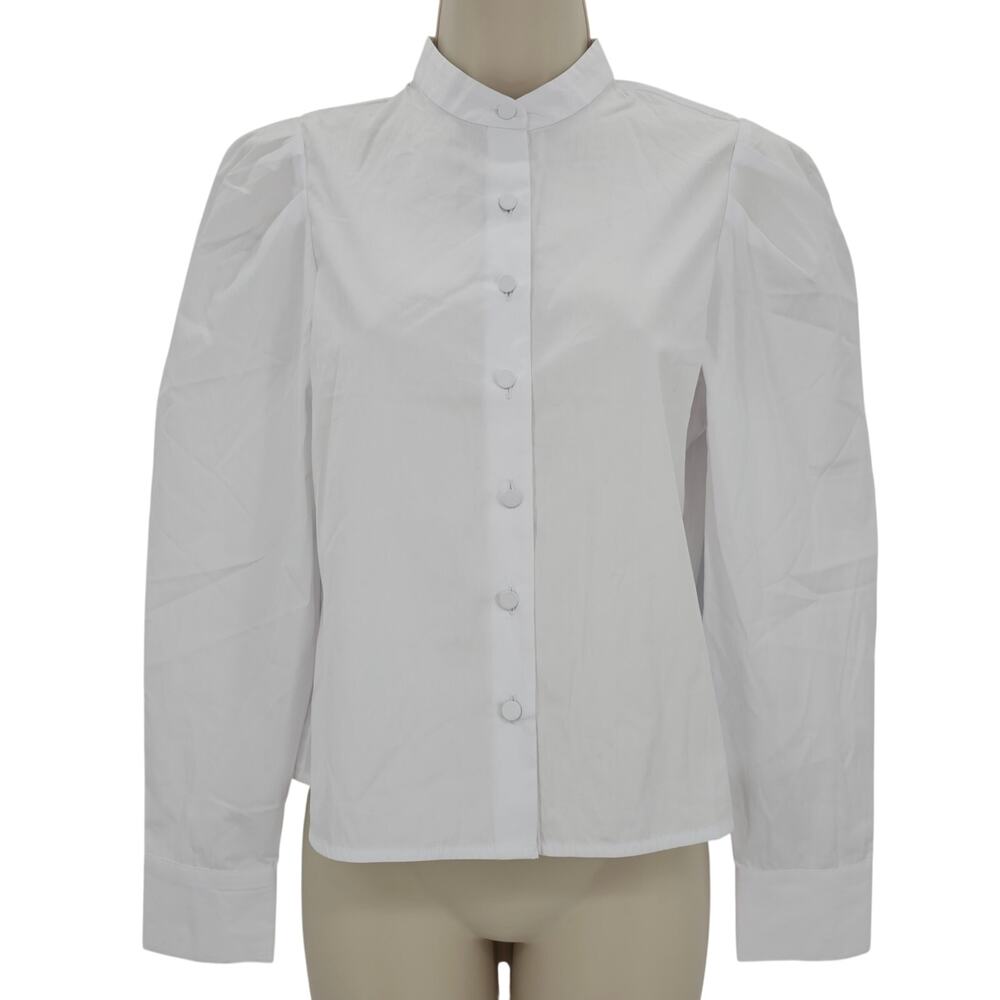 Madewell Womans size XXS Crop Puff Long Sleeve Button Up Shirt White NW627 NEW